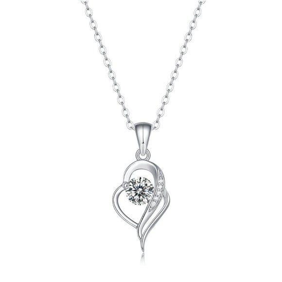 Certified 1/2 ct. t.w. Moissanite Diamond Heart Pendant Necklace NEW - Picture 5 of 13